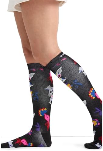 Cherokee Women's 10-15mmHg Compression Socks – Fun Print Knee Highs with Light Support, Soft Feel - PRINTSUPPORT