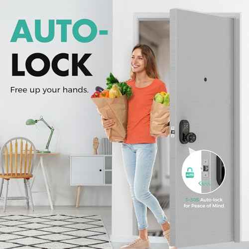 Keypad Smart Door Lock with Knob, Keyless Entry Door Lock, Fingerprint Door Knob for Front Door, Electronic Code, App Remote Control, Easy Installation, Auto Lock,Black