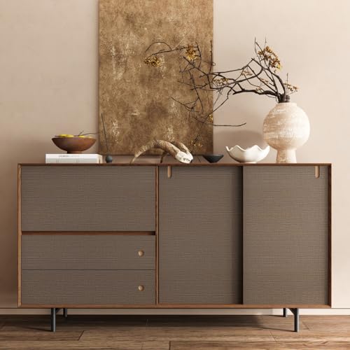 CRE8TIVE Dark Brown Grasscloth Peel and Stick Wallpaper Textured Grass Cloth Contact Paper for Cabinets Self Adhesive Removable Linen Fabric Contact Paper Brown Wallpaper for Bedroom Bathroom 12"x80"