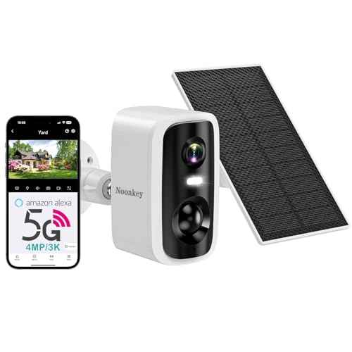 4MP Solar Security Camera Outdoor, 5G&2.4GHz Wireless Rechargeable Battery Cam with Spotlight/Siren, AI Human Detection, Color Night Vision, 2-Way Audio, IP65 Waterproof, Alexa,No Power Needed