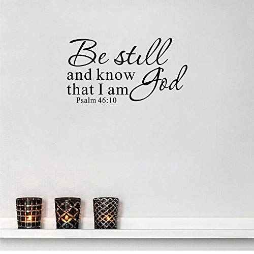 Be Still and Know That I am God Psalm 46:10 Wall Decal Bible Scripture Vinyl Stickers, Removable Religious Art DIY Inspirational Quotes Sticker Mural for Bedroom Living Room Office Home Decoration