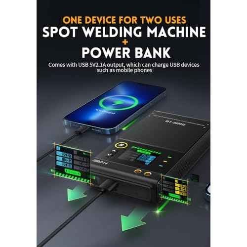 FNRSI Battery Spot Welder, 5000m Portable Handheld Spot Welder Double Pulse 4 Combination Gears Adjustable Spot Welding 0.1MM-0.25MM for Iron/Stainless Steel/Nickel Strip /18650 Battery Pack
