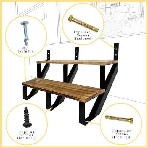 3 Packs Metal Stair Step Stringers, 2 Step Steel Riser Stringer for 19.4inch Height Deck(Polished Black)