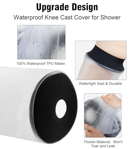 Knee Cast Cover for Shower, Waterproof Bandage Cast Protector for Knee Replacement Surgery, Wound, Burns Reusable Watertight Protection