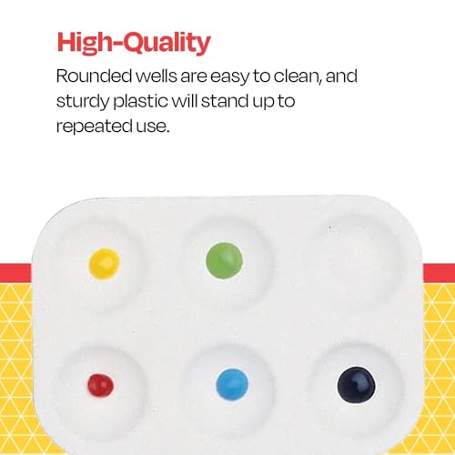 School Smart Paint-Rite Tray with 6 Wells, 3-1/2 x 5-1/4 Inches, White, Pack of 12