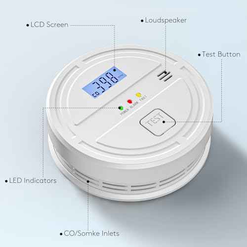 Smoke and Carbon Monoxide Detector Battery Operated,2-in-1 Smoke Carbon Monoxide Detector,Digital Display,Smoke Alarm for Home,Kitchen