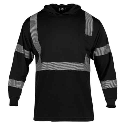 VENDACE Safety Reflective High Visibility Long Sleeve Shirts ANSI Class 3 Hi Vis Construction Work T Shirts for Men with Hood