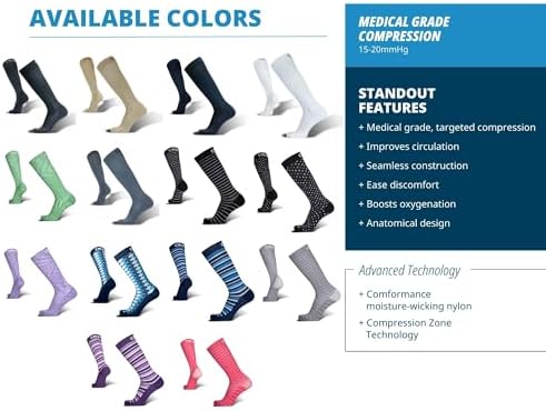 OS1st Wellness Compression Socks for circulation, swelling, deep vein thrombosis and calf cramps | 15-20mmHg