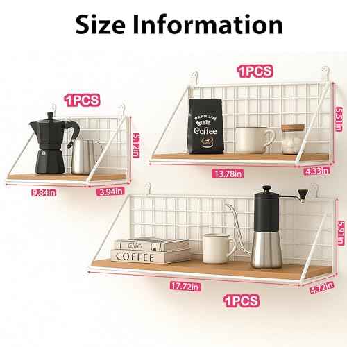 Combined Metal Shelf Wall-Mounted Storage Rack Utility,Hooks Wall Organizer Storage Display Tray Accessories for Craft Room Home Office Bathroom Kitchen (White, 3PCS Combinations(S+M+L))