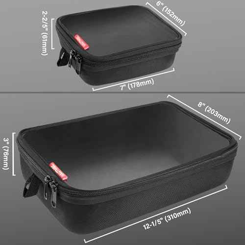 HAUTMEC Utility Tools Organizer Set, 2 Pcs Portable EVA Hard Storage Case with Clear Top Window, Double Zipper, Water-Resistant 1680D Material ? HT0403