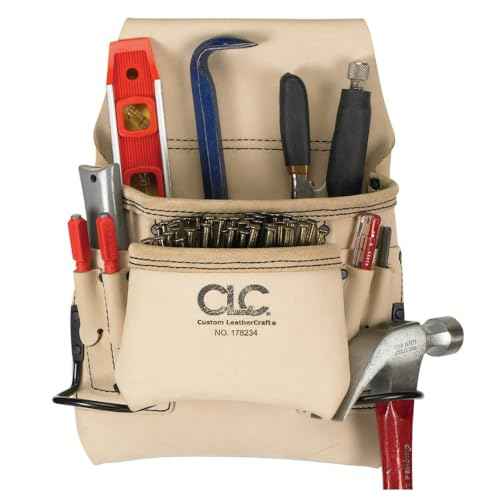 CLC Custom Leathercraft 178234 Carpenter's Nail and Tool Bag Reversed Top Grain, 8-Pocket , White