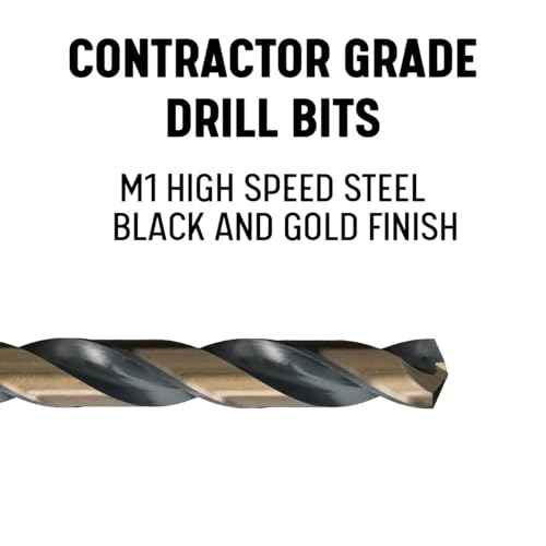 Drill America 9/16" Reduced Shank High Speed Steel Black & Gold Contractor Drill Bit with 3-Flat 1/2" Shank, KFD3F Series