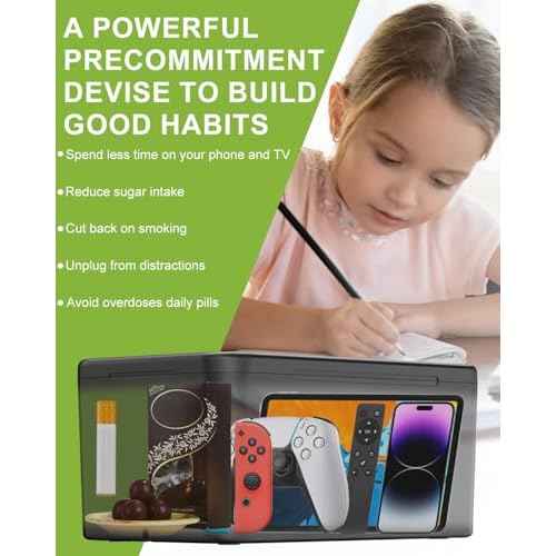 Safe Timed Lock Box, Phone Lock Box with Timer Unplug from Phones,Video Games,Social Media,Snacks&Cravings,Self-Control Lockable Storage Box, Phone Locker Time Locking Container for Better Habits
