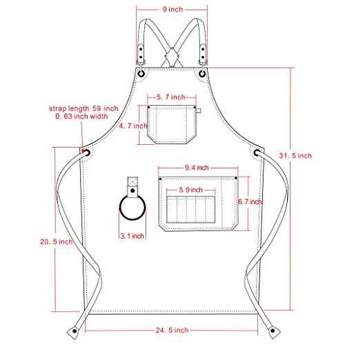 Jeanerlor - Canvas Work Apron with Pockets Cross Back Straps Design Up to XXXL