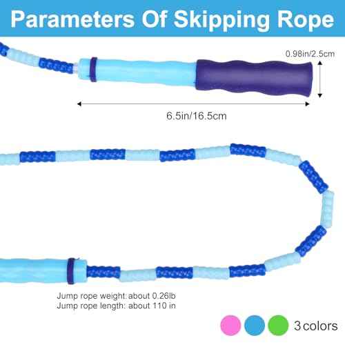 GRAWUN Jump Rope For Kids, Soft Beaded Jump Rope, Adjustable Length Tangle-Free Segmented Soft Beaded Skipping Rope£¬for Women, Men and Kids Keeping Fit, Workout and Weight Loss