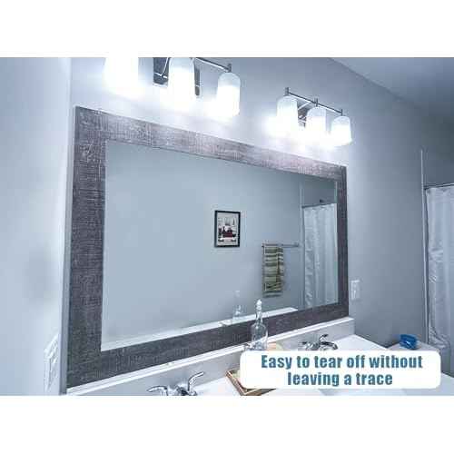 32.8Ft Gray Wood Grain PVC Wallpaper Border, Removable Waterproof Mirror Border Peel and Stick,Bathroom Mirror Frame Border (3.97inch)