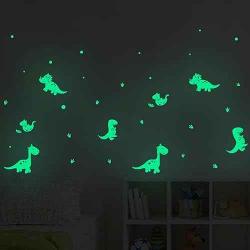 Glow in The Dark Stickers,2 Pack Dinosaur Stickers Decor for Boys Kids Bedroom,Wall Stickers for Living Room Decorations
