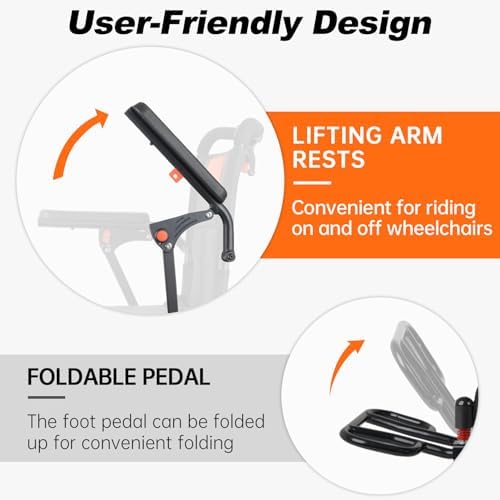 Super Lightweight Portable Transit Travel Wheelchair, Upgraded Folding Transport Wheelchairs (Weight 26.7lbs) for Adults and Seniors, Come with Telescopic Handle and Travel Bag