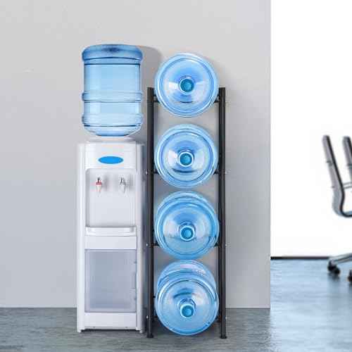 MOOACE 4-Tier Water Jug Rack, 5 Gallon Detachable Water Bottle Holder Organizer Storage Rack, Black