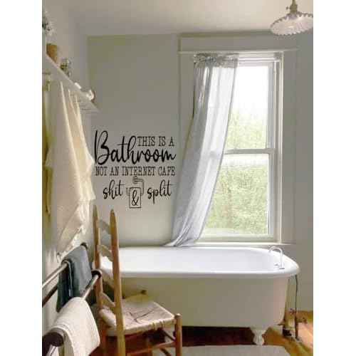 Funny Bathroom Wall Decal, Humorous Quotes This is A Bathroom Not an Internet Cafe Bath Decor Vinyl Removable Waterproof Wall Stickers for Home Decoration Lavatory Washroom