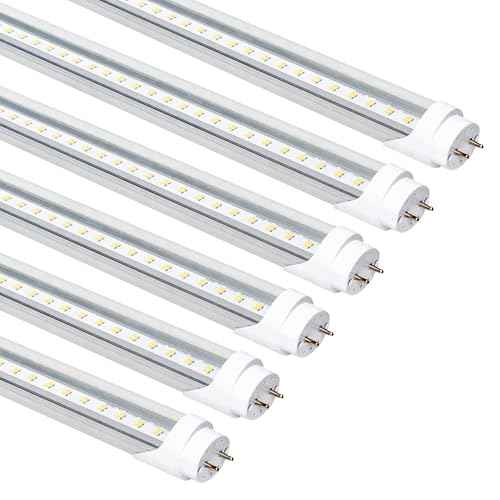 Fluorescent Light Bulbs 48 inch,T8 LED Bulbs 4 Foot Type A+B,24W 3200LM 6500K Clear Cover Super Bright,Single and Double End Powered,T8 T10 T12 Fluorescent Bulbs Replacemen(6-Pack)