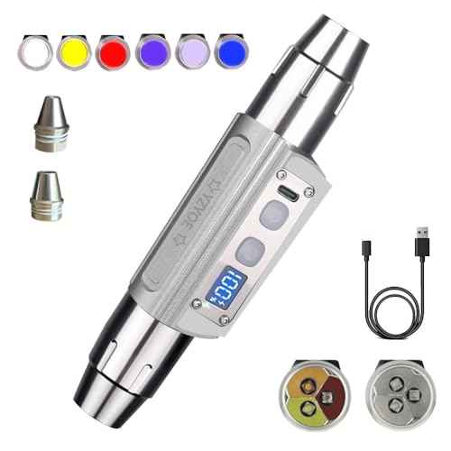 Six in One Jade Recognition Strong Light Flashlight, LED Outdoor Mineral Gemstone Crystal Beeswax Detection Light, White Yellow Red Blue Light 395nm and 365nm UV Multi Source Flashlight.