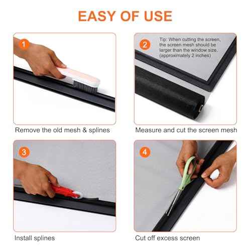 48 in x 100 ft Fiberglass Window Screen Mesh, Window Screen Replacement, Screen Door Mesh, Screen Mesh Roll, Porch Screens for Patios Outside Outdoor, Heavy Duty Window Screens for House Windows