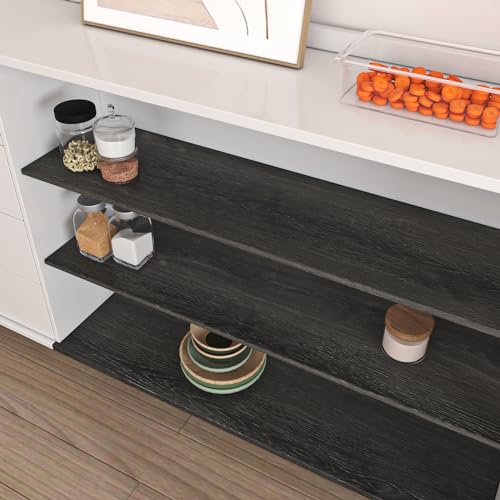 Livelynine Espresso Wood Stain Contact Paper Peel and Stick Countertops Waterproof Kitchen Cabinet Wallpaper Dark Grey Wood Grain Vinyl Wrap for Cabinets Desk Cover Laminate Countertop Roll 15.8x78.8