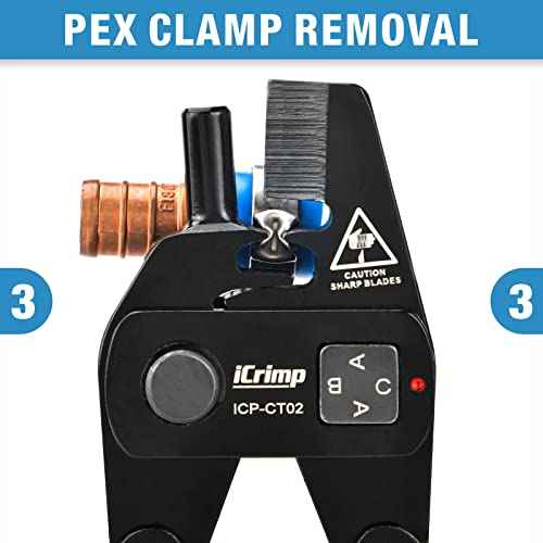 iCrimp ICP-CT02 PEX Crimp Fitting Removal Tool for Removing 1/2-in, 3/4-in, 1-in PEX Copper Crimp Rings & Stainless Steel Cinch Clamps