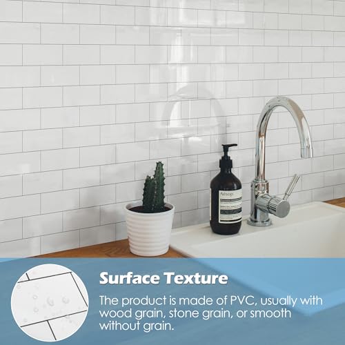 Peel and Stick Tile Backsplash 12"X12" PVC Wall Tiles, Stick on Backsplash for Kitchen, Bathroom Tile, Fireplace, Laundry (1 Pack, Polished Marble White)