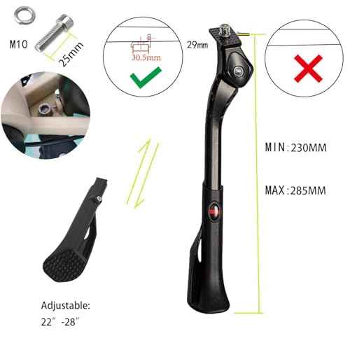 Bike Kickstand Aluminium Adjustable Center Bicycle Kickstand suitable Rear Side Bicycle Kickstand Fit for 26" 27.5" 29" 700C Bike Kick Stand for Bicycles Kickstand