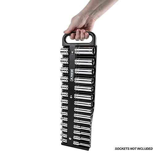 ARES 70219-28-Piece 3/8-Inch Drive Magnetic Socket Holder - Securely Holds 14 Standard and 14 Deep Sockets in Place - Organize Sockets up to 1 Inch or 24mm