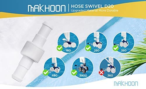 MAKHOON D20 Hose Swivel with D15 Nut - Compatible with Zodiac Polaris 280, 380, 180 Pool Cleaner Hose Swivel, Replacement Part