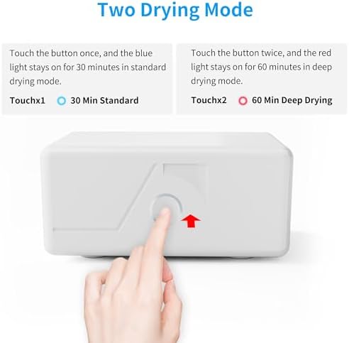 Hearing Aid Dryer, World's Fastest Dehumidifier for Hearing Aids Amplifier, UV-C Ultraviolet Light Cleaner Box, 30-min Quick Dry Ultra-Silent Portable for Seniors Adults