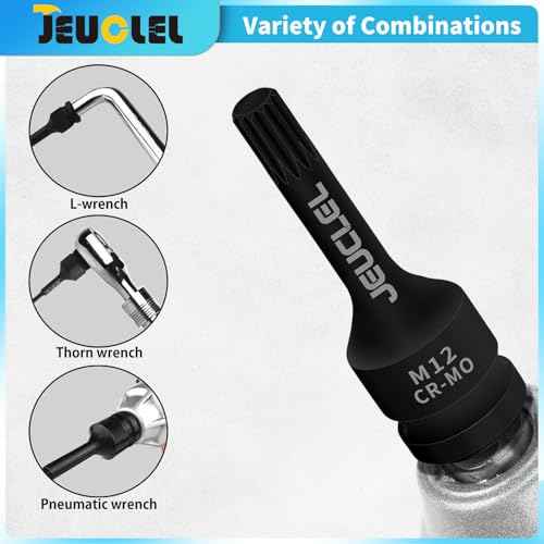 M12 Triple Square Impact Spline Bit Socket, 12mm Metric 1/2-Inch Impact Drive Triple Square Socket, Cr-Mo Steel Lengthen Screwdriver Adapter