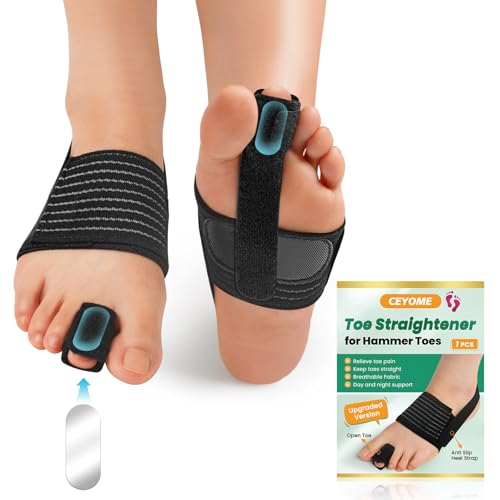 Hammer Toe Corrector for Women & Men â 1 Pack Adjustable toe straightener for Curled, Broken, or Crooked Toes â Includes Cushioned Wraps &Toe Splint for Pain Relief & Recovery