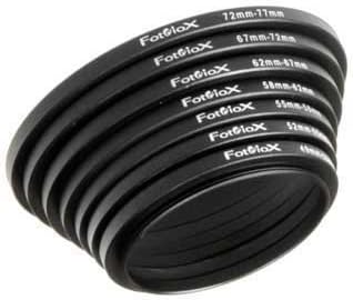 Fotodiox 7 Step Up Ring Filter Adapter Set, Anodized Aluminum, 49-52mm, 52-55mm, 55-58mm, 58-62mm, 62-67mm, 67-72mm, 72-77mm