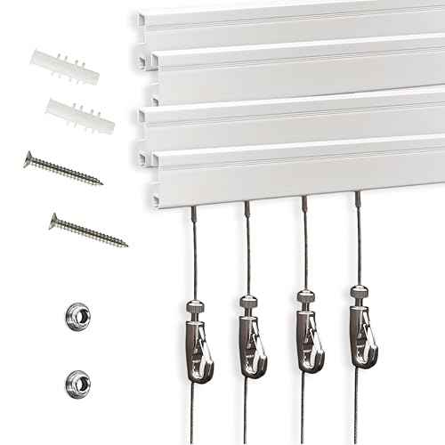 Picture Rail Hanging System- Innovative Art Hanging Rail System Including 4 Pcs 24" Picture Rails, 4 Pcs 2M Picture Rail Hooks & Installation Hardware- Elegant Picture Hanging Kit for Gallery