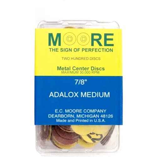 E C Moore's Adalox Medium 7/8" Sanding Disc Snap on Metal Center Pack of 200