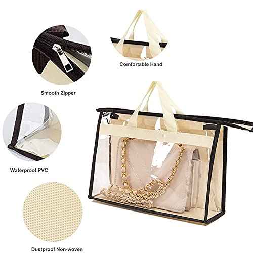 8 Pack Handbag Storage Organizer Dust Bags Transparent Hanging Purse Organizer Wallet Storage Bag for Hanging Closet with Handle and Zipper Handbag