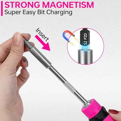 32-in-1 Ratcheting Screwdriver Set, 90&240mm Ergonomic Cushion Grip Handles, Includes Torx, Phillips, U-shape, Pozi, Slotted, Hex Bit Set for Women Men DIY Office & Home Repair, 32PCS Hand Tools Kit