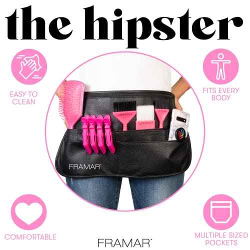 FRAMAR Hipster Salon Hairstylist Waist Belt with Shears Pouch, Professional Hair Stylist & Makeup Brush Belt