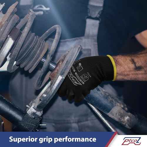 PU Coated Work Gloves -12 Pairs Bulk Pack, Excellent Grip, Seamless Knit Nylon Safety Gloves with Polyurethane Coated for Touchscreen, Lightweight, Ideal for Light Duty Work (Large)