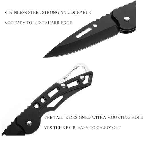 4 Pack Pocket Knife, Stainless Steel Folding Knife with Keychain, Self-Defense Knife for Outdoor Survival, Everyday Carry and Gift