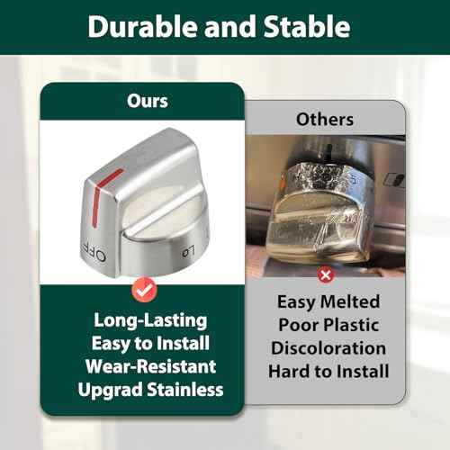 Stainless Steel 5304509064 Stove Knobs Replacement Parts for Frigidaire Gallery Oven Gas Stove Range 5304509929 Stove Top GCRG3060AFC Metal Silver Surface Burner Control Knobs 5 Pcs