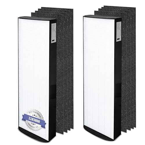 1183800 Replacement Filter Compatible with Whirlpool WPT80(P/B) & 817800 fit Whispure Large Tower Air Purifier, with 2 H13 HEPA Filters + 8 Activated Carbon Pre-Filters