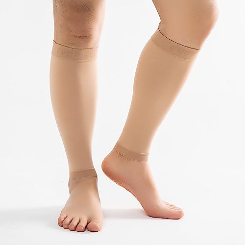 15-20mmHg Skin Calf Compression Sleeve Men and Women Wide Calf Sleeve Brace Compression Socks for Leg Support, Shin Splint,Pain Relief