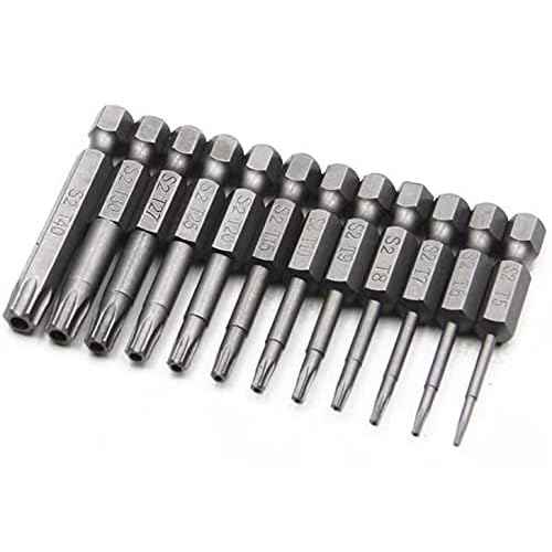 aiyun 12-Piece Security Bits, 2 Inch long S2 Steel Magnetic Security Screwdriver Set, 6 Point Star Driver Bit Set Screwdriver for Shark Vacuum T5-T40 (50mm)
