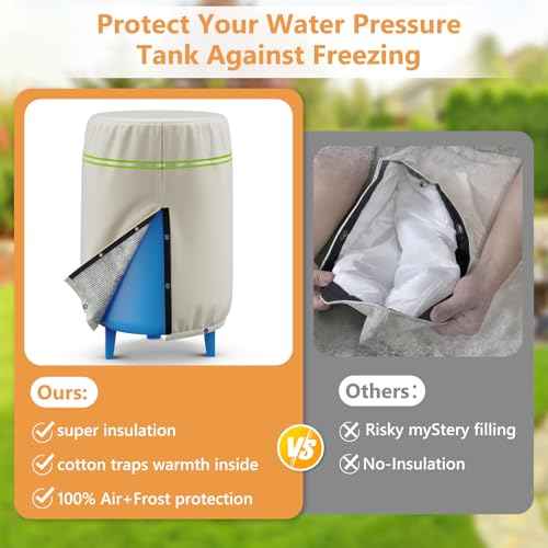 COSHNIBI Round Well Pressure Tank Cover (5¡ÆF),Thickened 3 Layers Water Well Tank Covers Insulated for Winter Freeze Proof,Round Well Pump Cover with Reflective Strips,20"Dia x 34"H