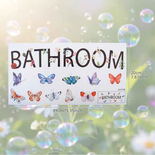 2pcs Bathroom Wall Decals Stickers Decor DIY Removable for Wash Room Door Signs Vinyl Lettering Sticker Home Decoration